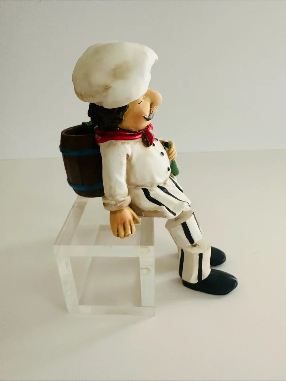 KiaoTime French Chef Shelf Sitter Figurine Decorative Accent in White and Black